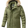 Men's Plus Size Fur Hooded Winter Parka Coat - Green