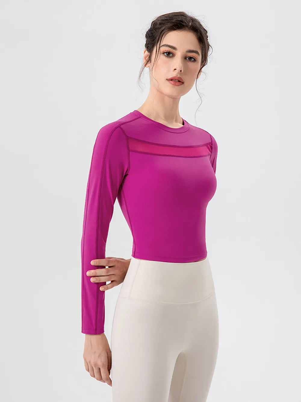 Round Neck Long Sleeve Active T-Shirt - Farnelli