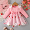 Children's Bow Decor Ruffle Trim Dress - Blush Pink