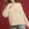 Umgee Pearl-Embellished Long Sleeve Sweater - Cream