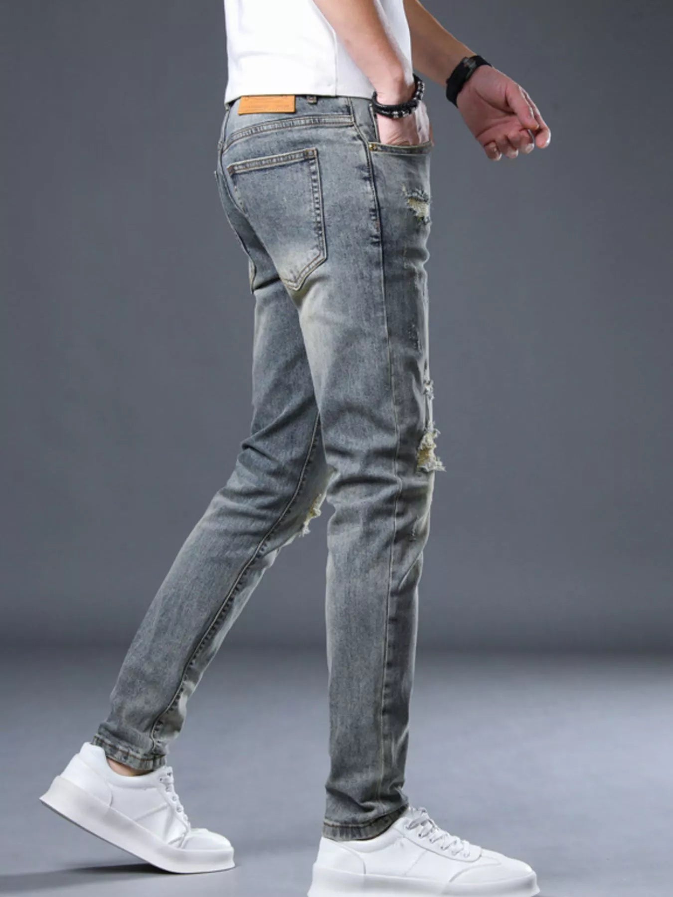 Men's Distressed Slim Fit Jeans - Farnelli