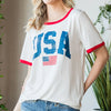 Heimish Full Size USA Contrast Trim Short Sleeve T-Shirt - OFFWHITE