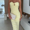Sweetheart Neck Tube Maxi Dress - Light Yellow