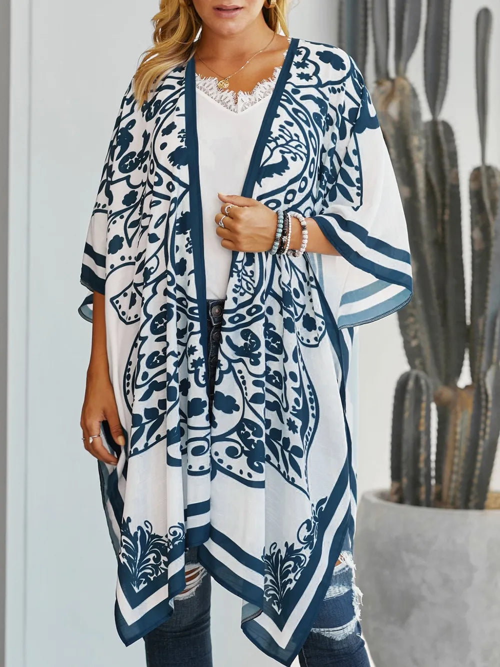 Printed Open Front Cover-Up - Farnelli