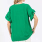 GeeGee Ruffled Short Sleeve V-Neck Blouse - Farnelli
