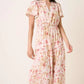 Mittoshop Flower Print Flutter Sleeve V Slit Maxi Dress - Farnelli