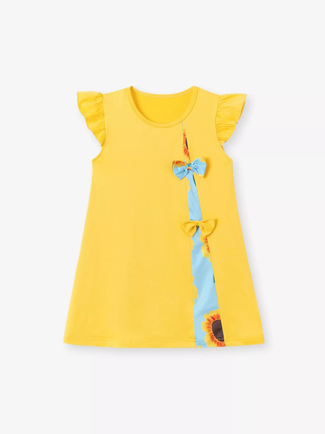 Children's Sunflower Ruffle Cap Sleeve Dress - Farnelli