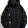 Men's Full Size Casual Zip Up Hooded Windproof Jacket Plus Size - Black