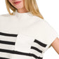 Zenana Short Sleeve Stripe Sweater - Farnelli