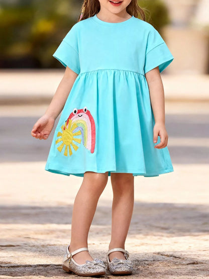 Children's Embroidered Short Sleeve Dress - Farnelli