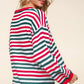 Haptics Full Size Striped Contrast Side Slit Knit Top - Farnelli