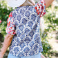 Julieta Floral Puff Sleeve Frilled Neck Blouse - Farnelli