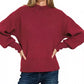 Zenana Balloon Sleeve Mock Neck Sweater - Farnelli