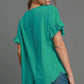 Umgee Full Size Raw Hem Ruffle Short Sleeve Blouse Plus Size - Farnelli