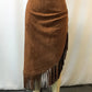 Full Size Suede Fringe Asymmetric Skirt Plus Size - Farnelli