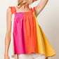 BiBi Frill Shoulder Strap Color Block Bodice Top - Farnelli