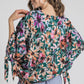 Umgee Full Size Floral V-Neck Tie Sleeve Blouse Plus Size - Farnelli