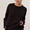 HYFVE Round Neck Dropped Shoulder Ribbed Sweater - Black