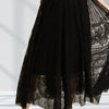 ADORA Elastic Waist Raw Hem Lace Maxi Skirt - BLACK