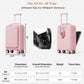 HouseOfZazla 4-piece hard case luggage set with USB charging ports, shown in multiple sizes