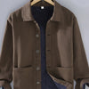 Men's Plus Size Button Up Long Sleeve Shacket - Brown