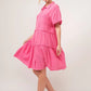 And The Why Full Size Raw Edge Washed Tiered Shirt Dress - Farnelli