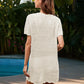 Openwork Round Neck Short Sleeve Cover-UP - Farnelli