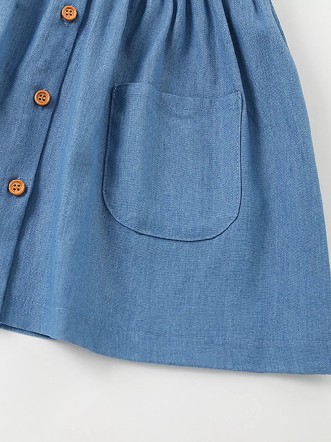 Children's Daisy Embroidered Denim Button-Down Dress - Farnelli