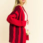 Davi & Dani Cable-Knit Color Block Open Front Cardigan - Farnelli