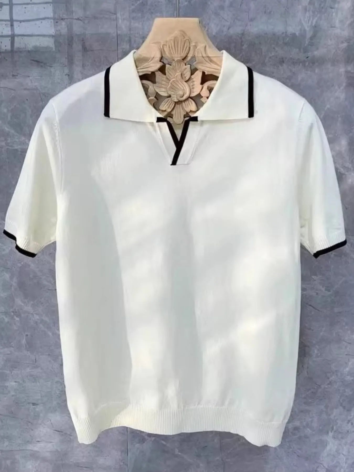 Men's Full Size Contrast Trim Short Sleeve Knit Polo Plus Size - Farnelli