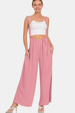 Zenana Pocketed Wide Strap Wide Leg Overalls - Farnelli