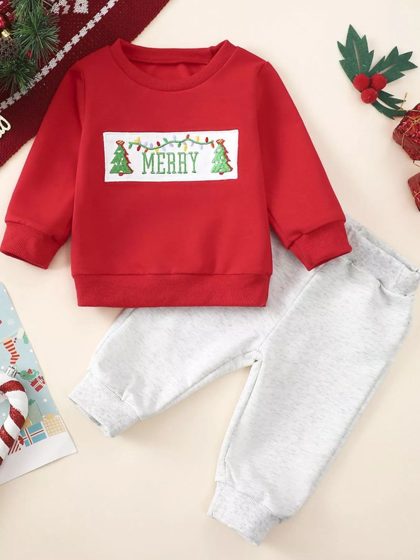 Children's Christmas Tree Sweatshirt & Pants Set - Farnelli