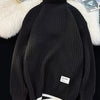 Men's Textured Knit Turtleneck Sweater - Black