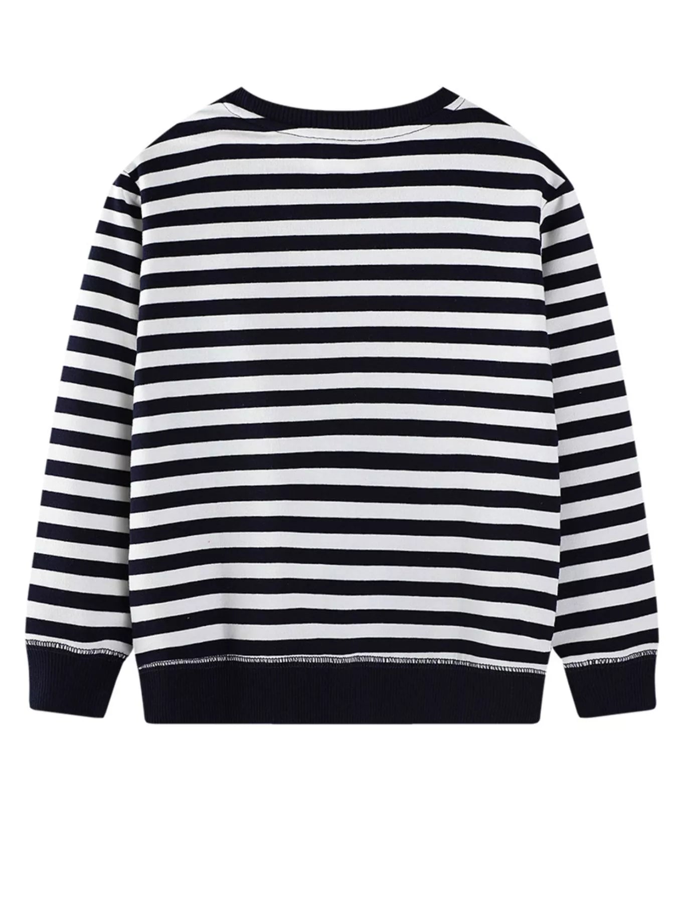 Children's Striped Airplane Applique Crewneck Sweatshirt - Farnelli