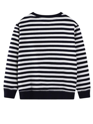 Children's Striped Airplane Applique Crewneck Sweatshirt - Farnelli