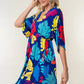 White Birch Full Size Printed V-Neck Mini Dress - Farnelli