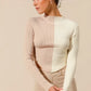 SO ME Color Block Fitted Crop Sweater Top - Farnelli