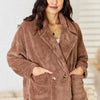 Culture Code Double Breasted Fuzzy Coat - New Taupe