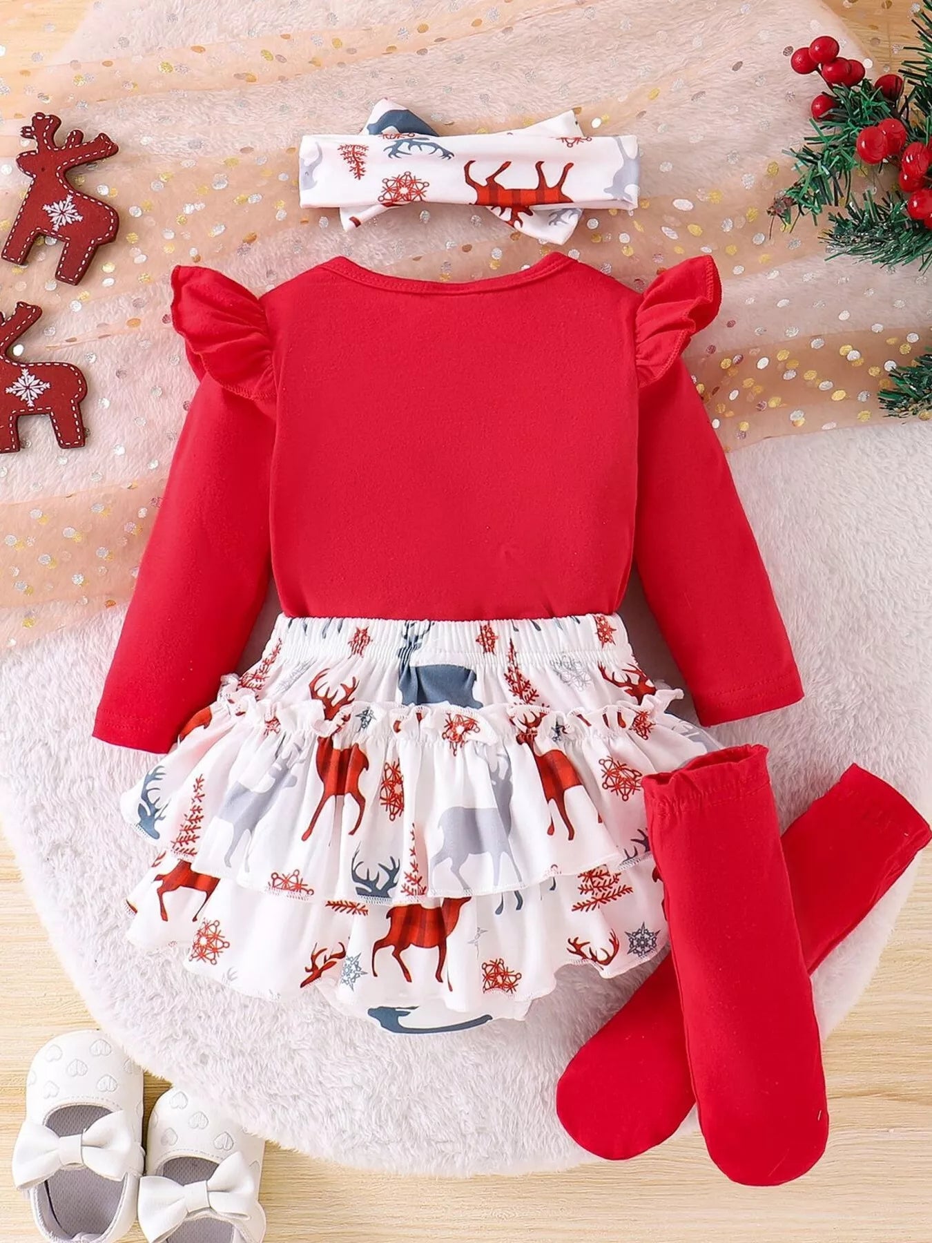 Children's My First Christmas Ruffle Sleeve Set - Farnelli