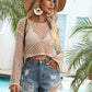Hollow Out Boat Neck Flare Sleeve Cover-Up - Farnelli