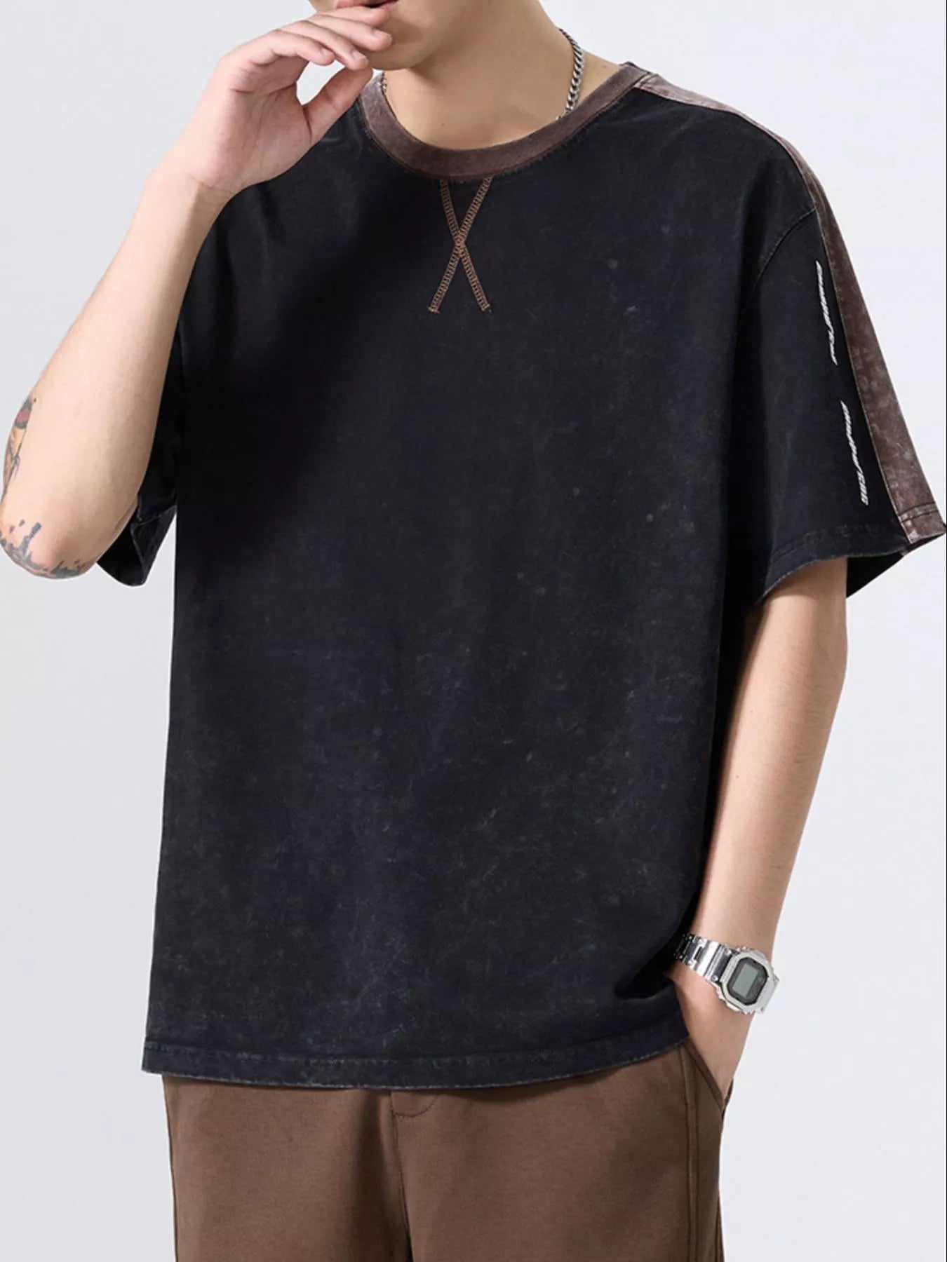 Men's Plus Size Round Neck Short Sleeve T-Shirt - Farnelli