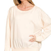 Zenana Fleece Boat Neck Sweatshirt - CREAM