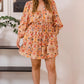 ODDI Full Size Printed Ruff Sleeve Romper with Pockets - Farnelli