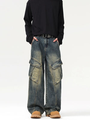 Men's Wash Wide Leg Cargo Jeans - Farnelli