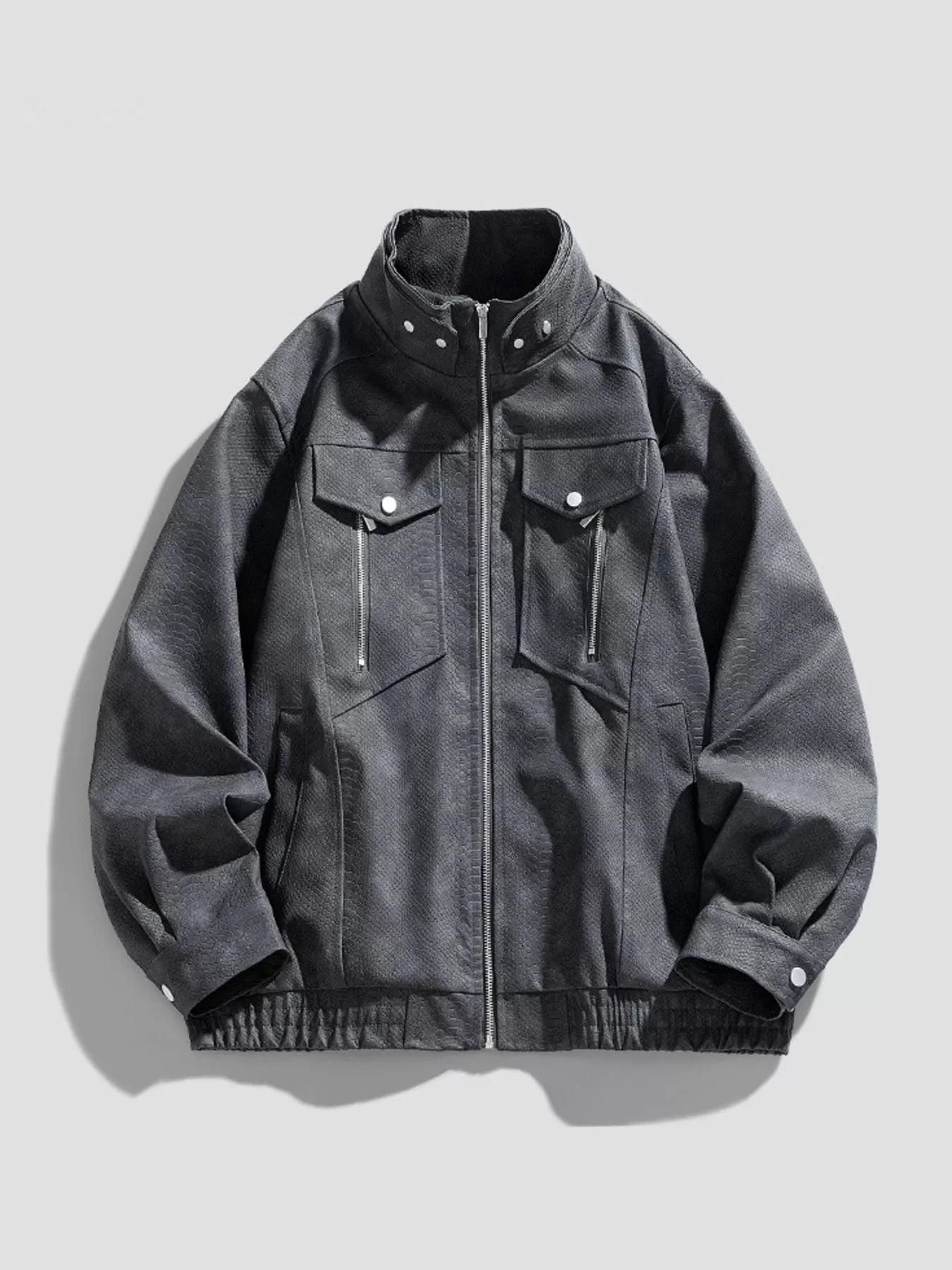 Me's Plus Size Zip Up Casual Jacket - Farnelli