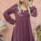 And The Why Back Lace Button Down Detail Bell Sleeve Dress - Farnelli