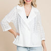 Culture Code Double Breasted Eyelet Jacket with Pockets - Soft White