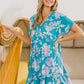 BiBi Floral Crinkle Shirred Ruffle Detail V Neck Dress - Farnelli