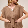 SO ME Big Metal Button Front Sweater Vest - COFFEE