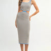 MABLE Multi Color Chevron Knit Bodycon Midi Dress - AQUA